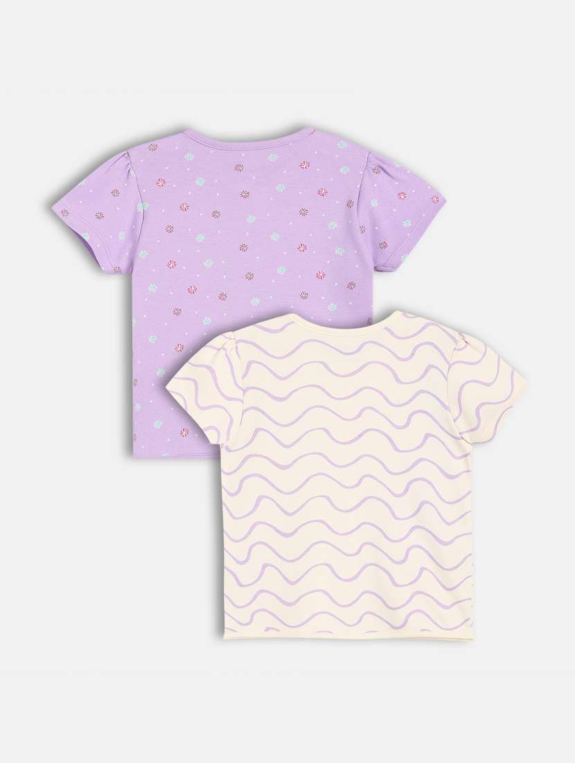 girls pack of 2 printed round neck t-shirt - 21841264 -  Standard Image - 1