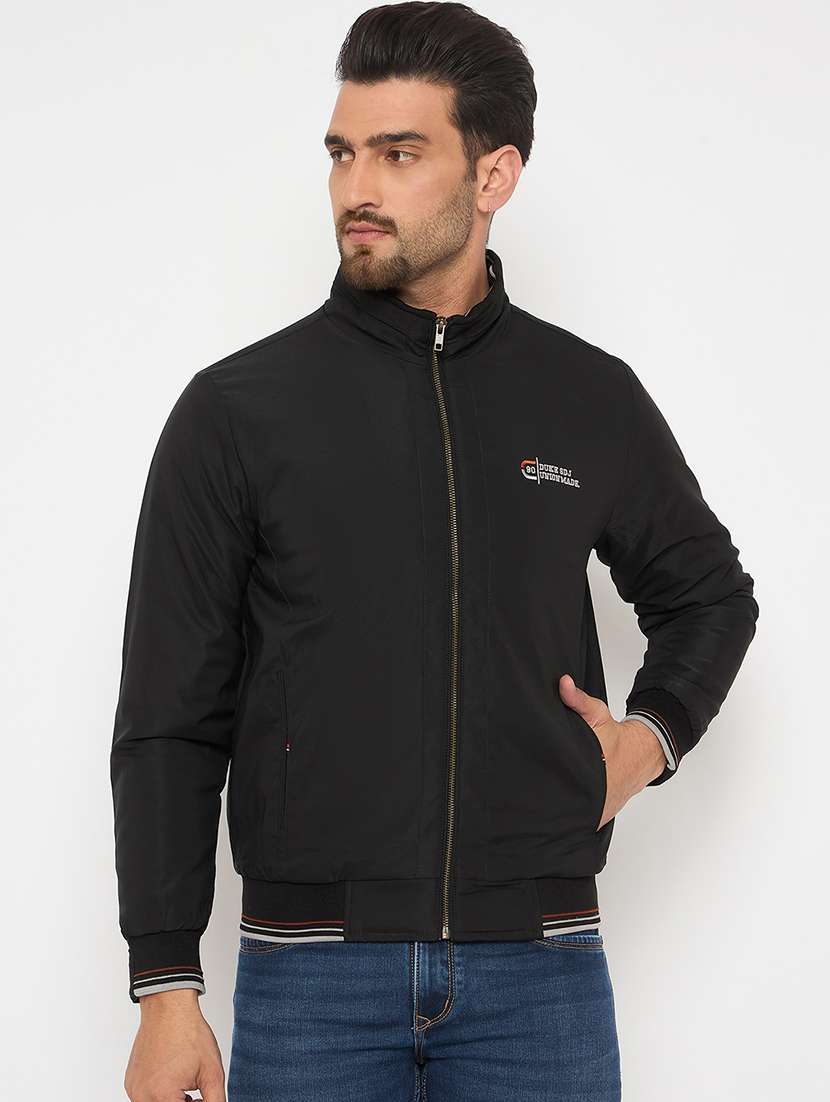 men solid long sleeves bomber jacket