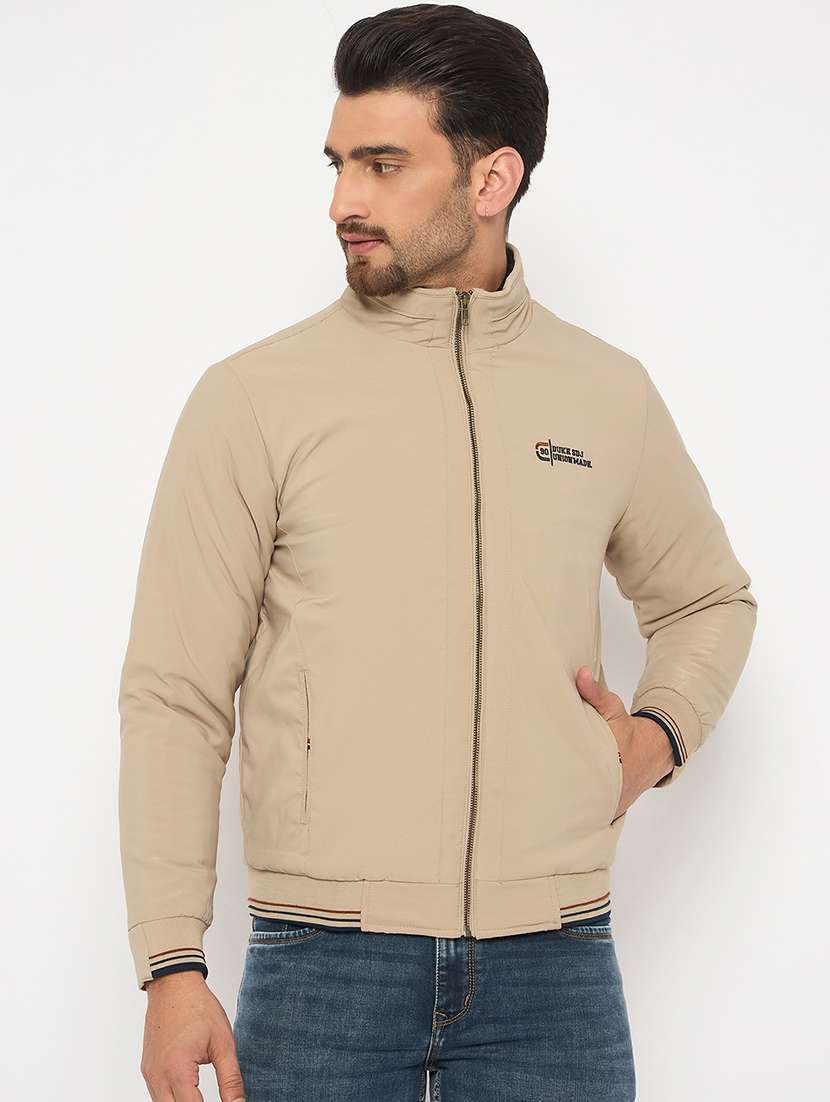 men solid long sleeve bomber jacket