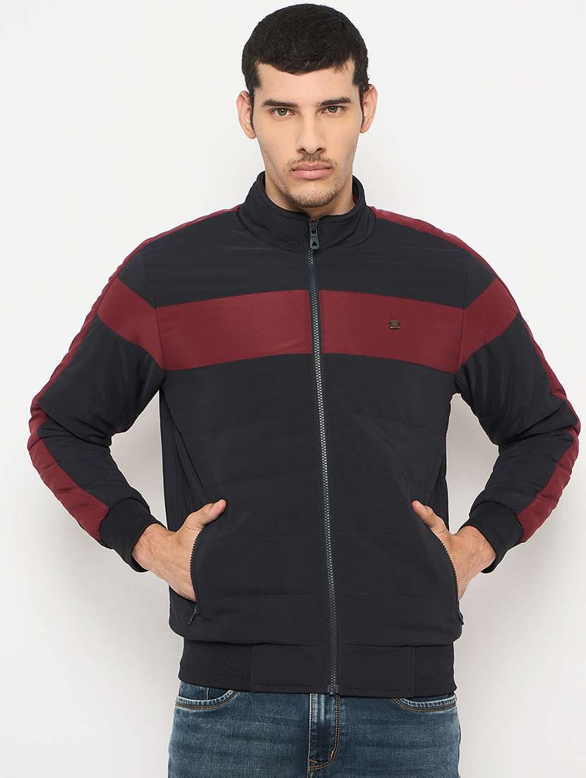 men color block long sleeve bomber jacket