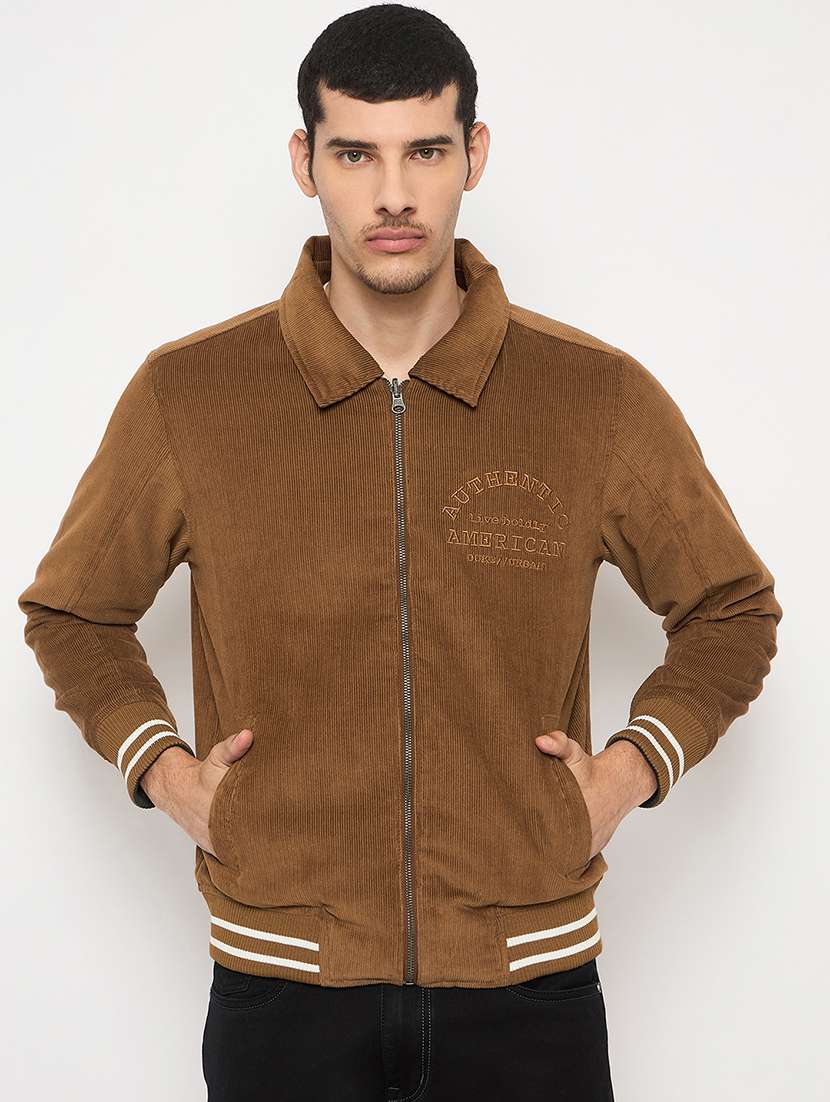 men solid long sleeve casual jacket