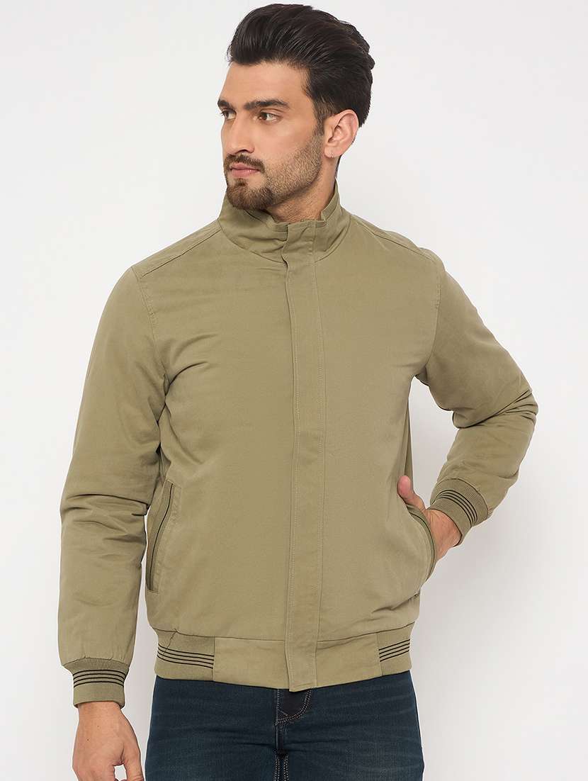 men solid long sleeve casual jacket