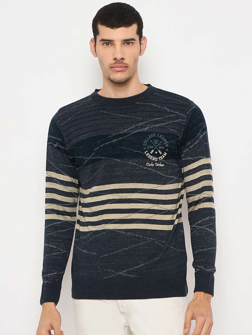 men striped long sleeve pullover sweater - 21841411 - Zoom Image - 0