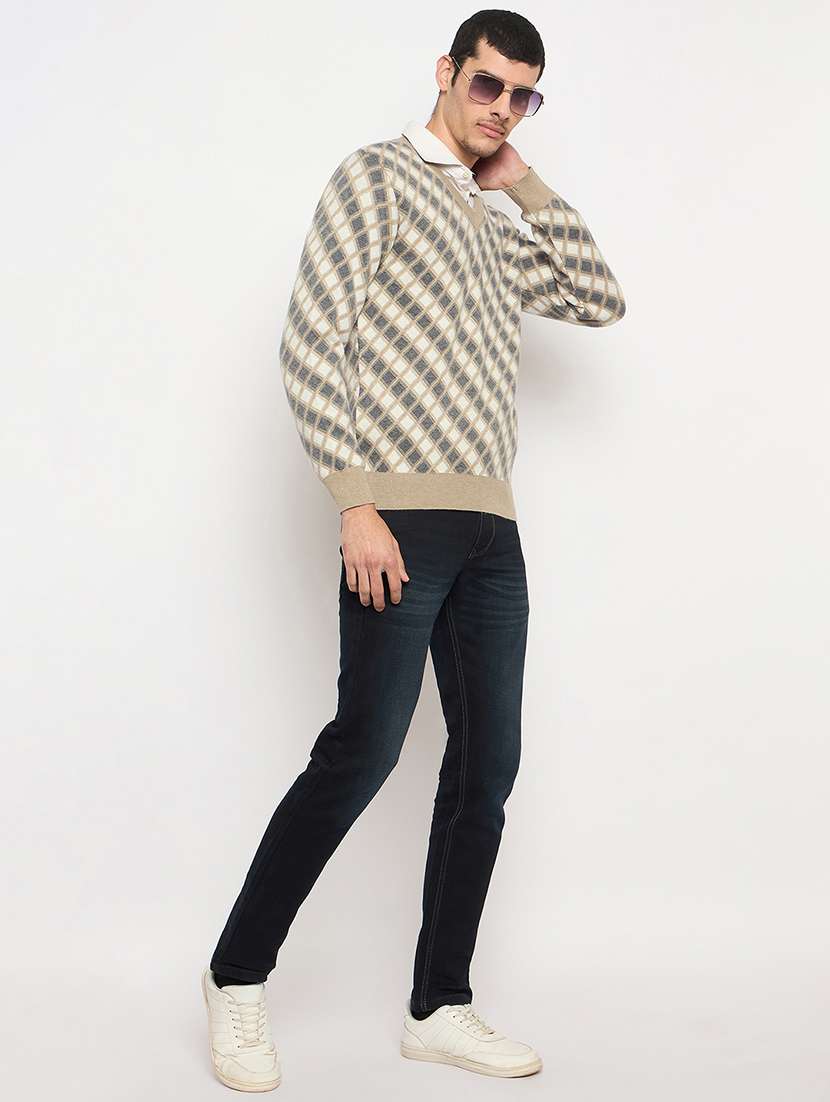 men pullover long sleeve check - 21841416 -  Standard Image - 4
