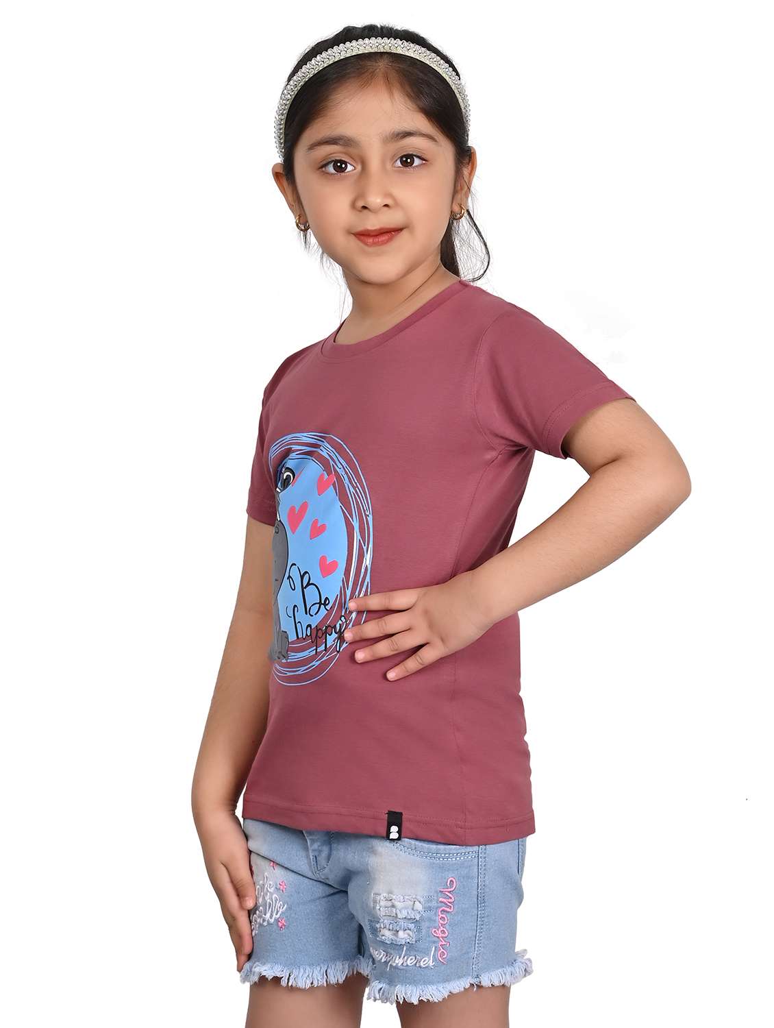 girls front print round neck tee - 21841433 -  Standard Image - 1