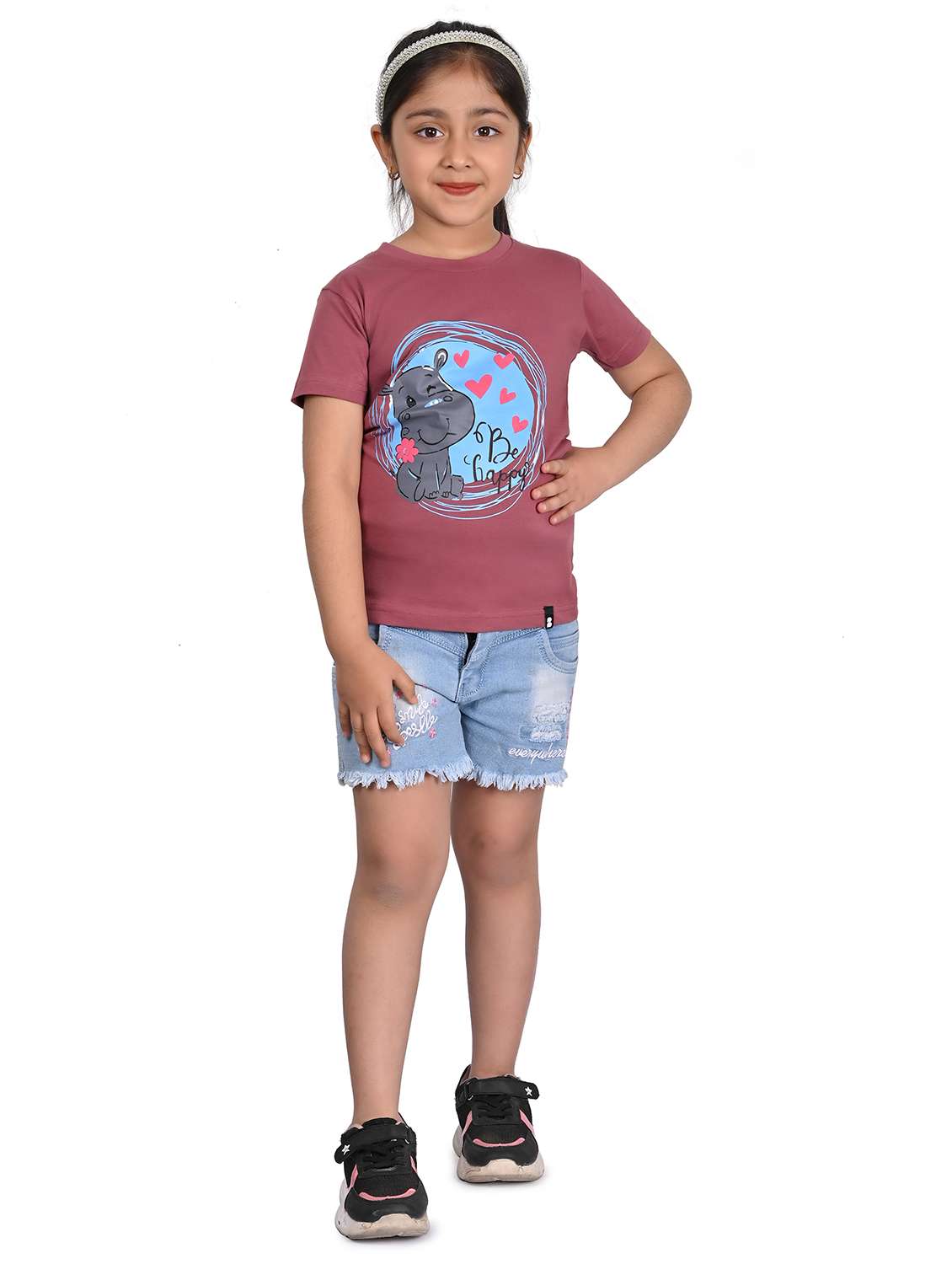 girls front print round neck tee - 21841433 -  Standard Image - 4