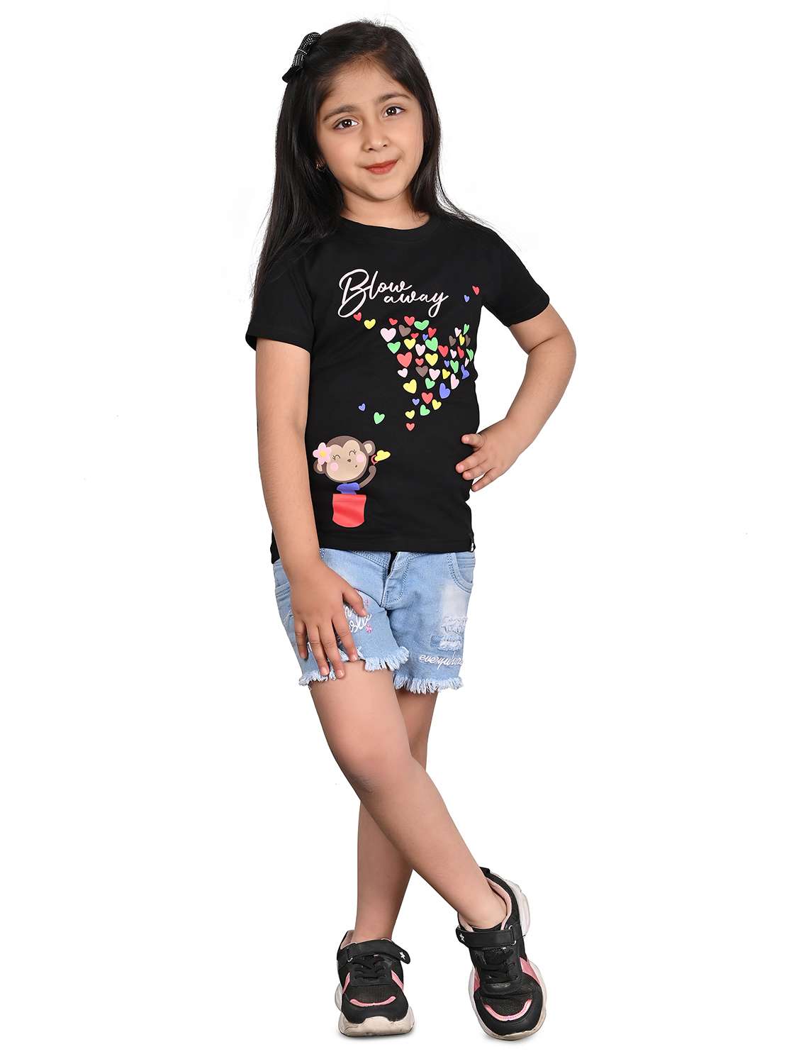 girls front print round neck tee - 21841434 - Standard Image - 4