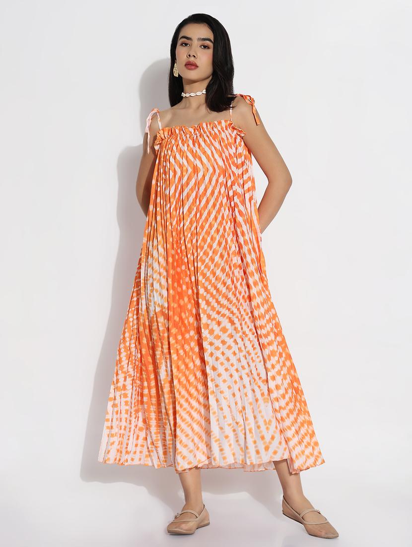 women tie & dyed sleeveless fit and flared dress - 21841470 - Zoom Image - 0