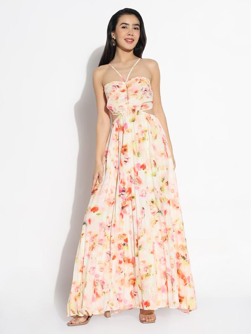 women floral print halter neck fit & flare dress - 21841482 -  Zoom Image - 0