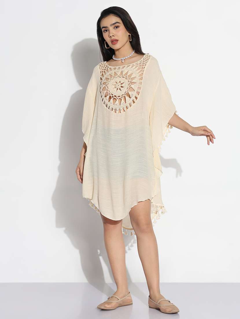 women fringed hem kaftan crochet dress - 21841483 -  Standard Image - 1