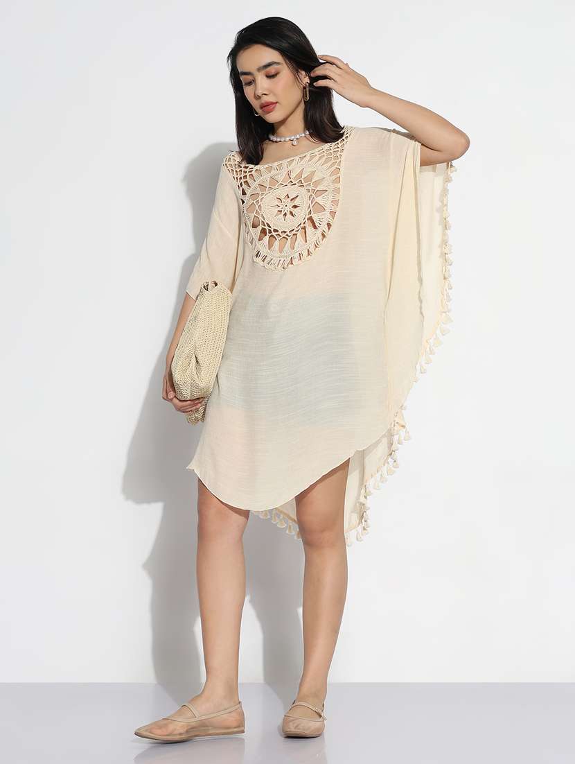 women fringed hem kaftan crochet dress - 21841483 -  Standard Image - 4