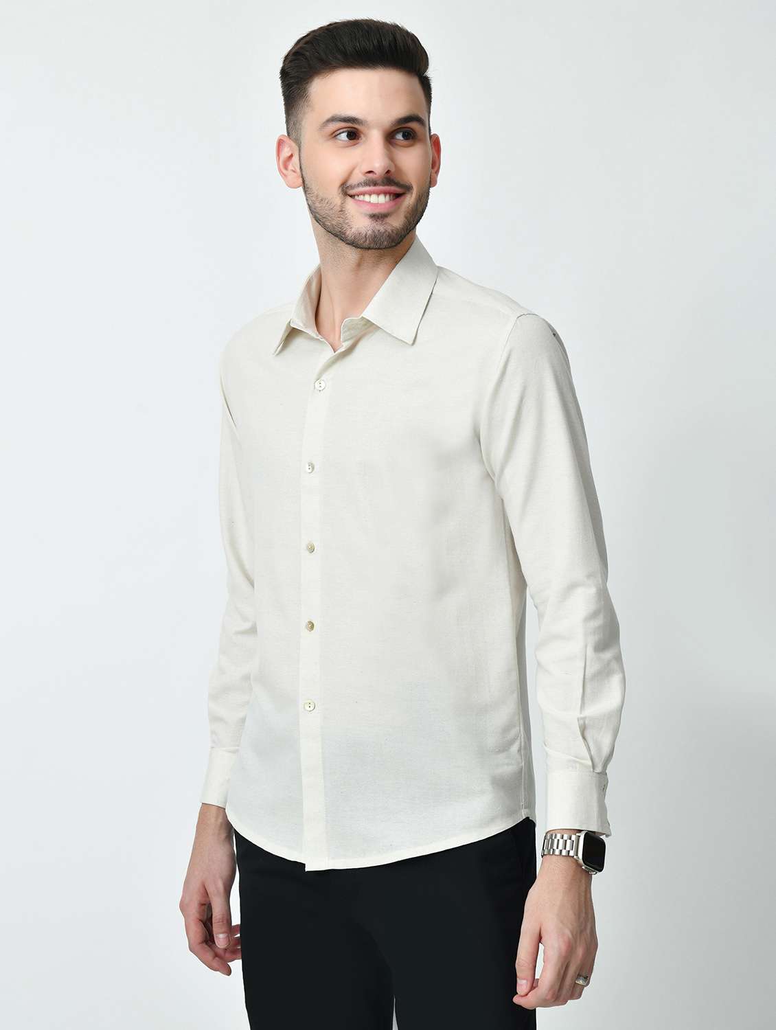 men solid long sleeve regular fit casual shirt - 21841542 - Standard Image - 1