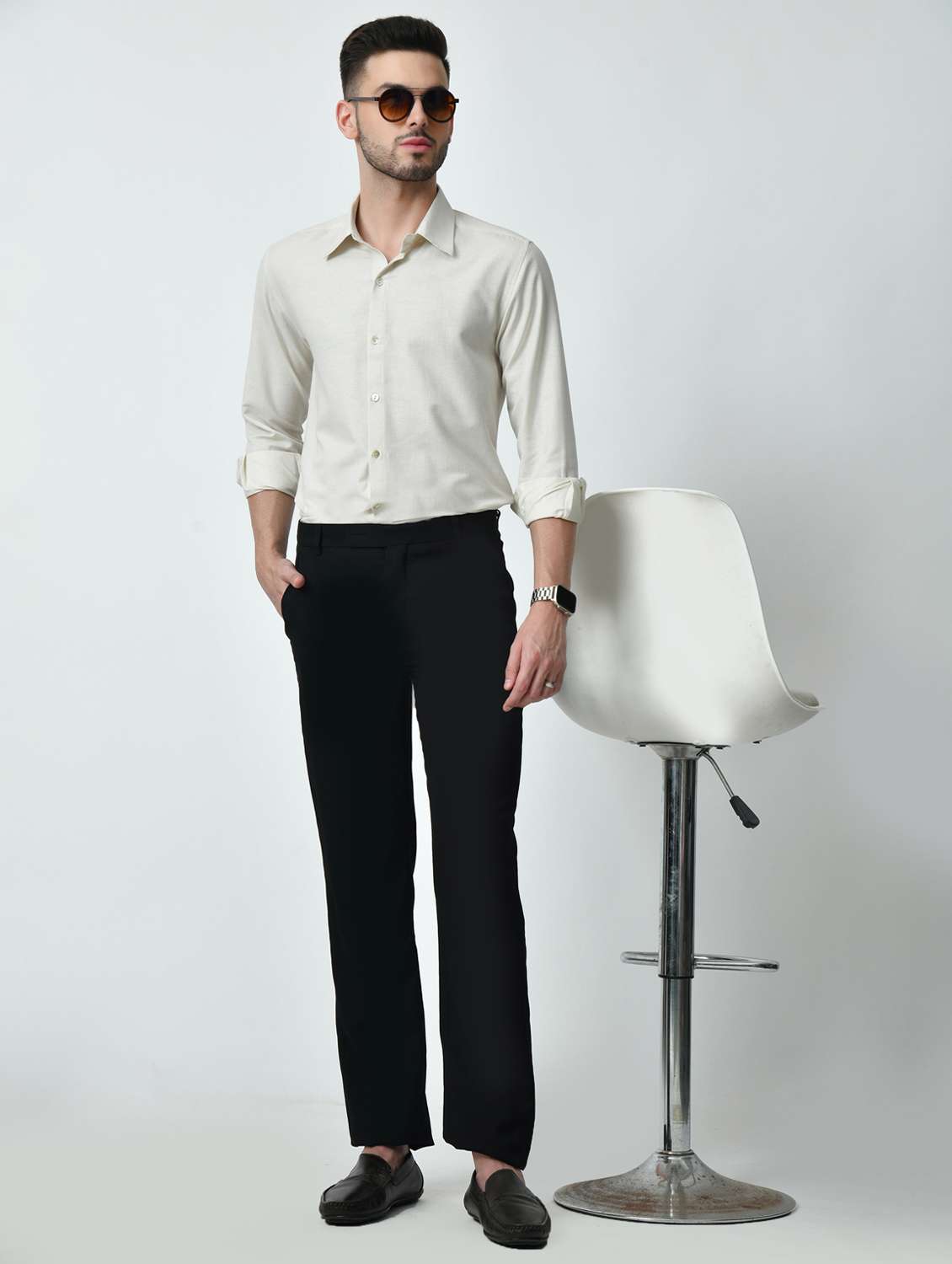 men solid long sleeve regular fit casual shirt - 21841542 - Standard Image - 4