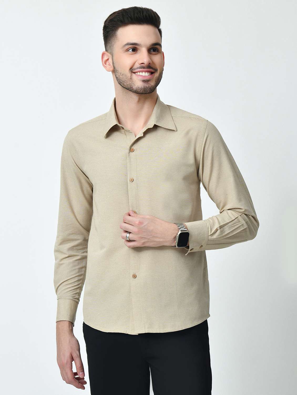 men solid long sleeve regular fit casual shirt