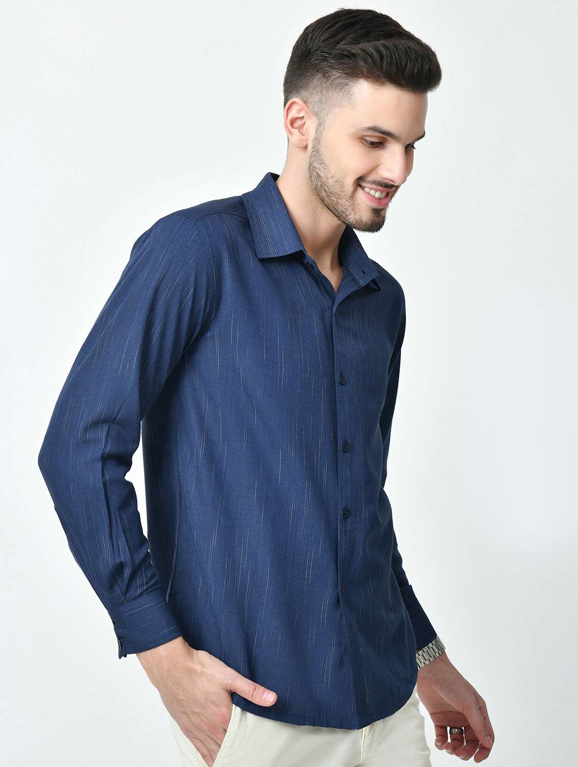 men self design long sleeve regular fit casual shirt - 21841546 -  Standard Image - 1