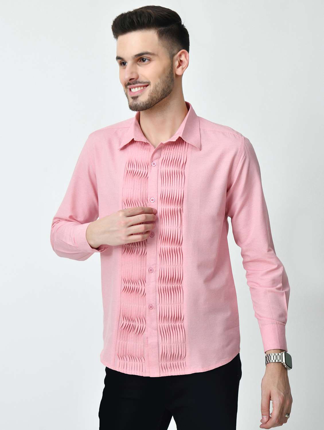 men solid long sleeve regular fit casual shirt - 21841549 -  Standard Image - 1