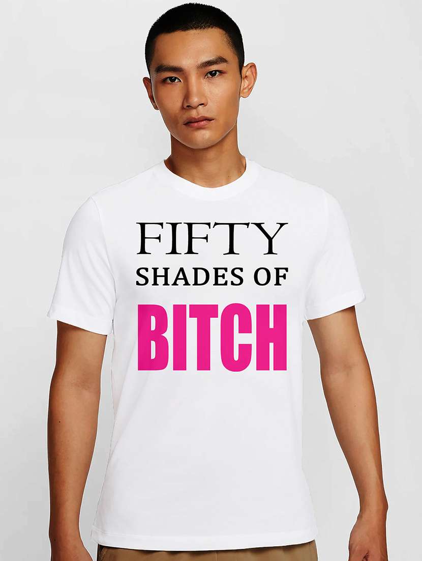 men white front print regular fit t-shirt