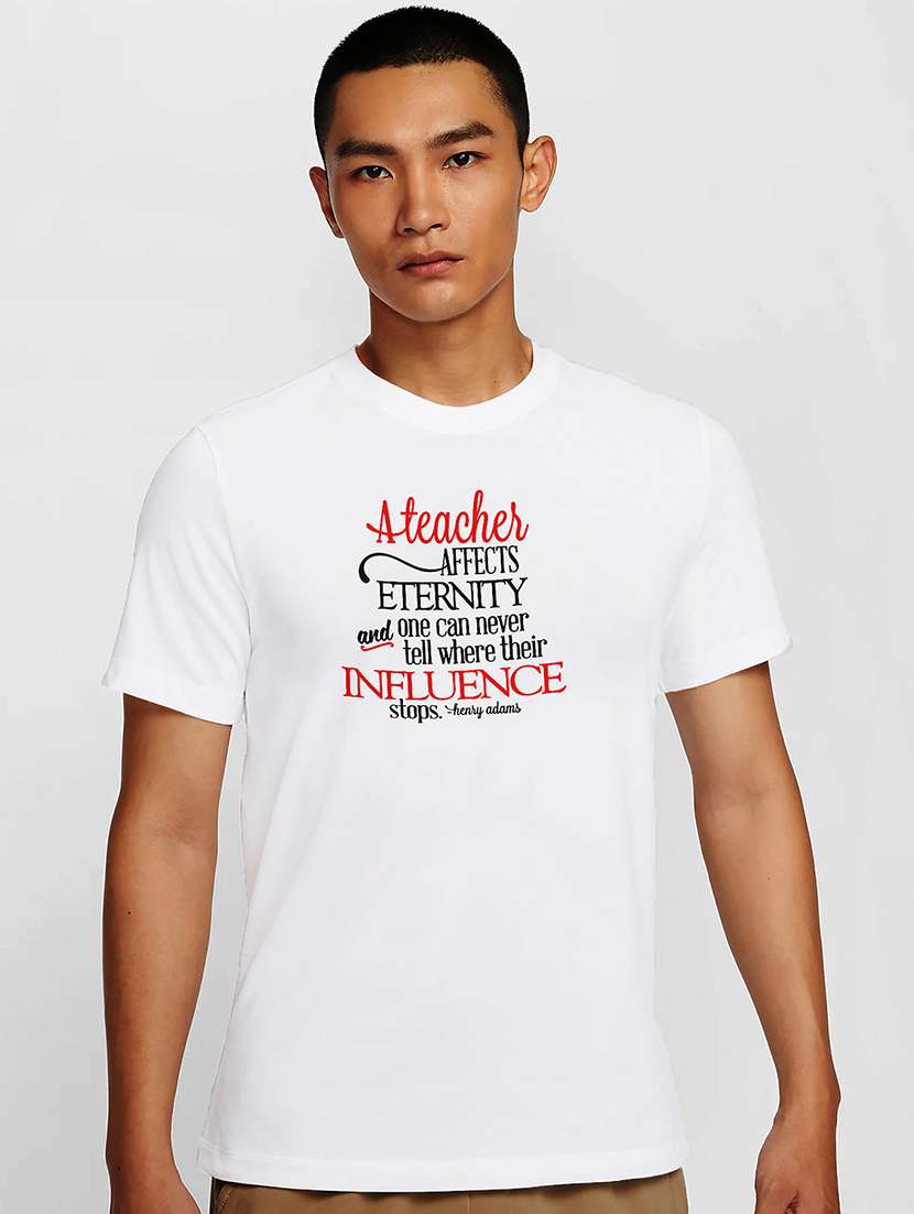 men white front print regular fit t-shirt