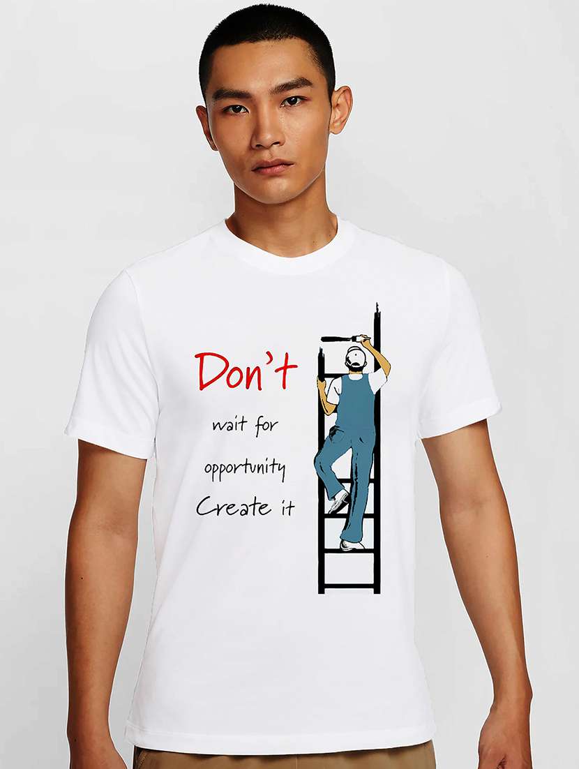 men white round neck regular fit t-shirt