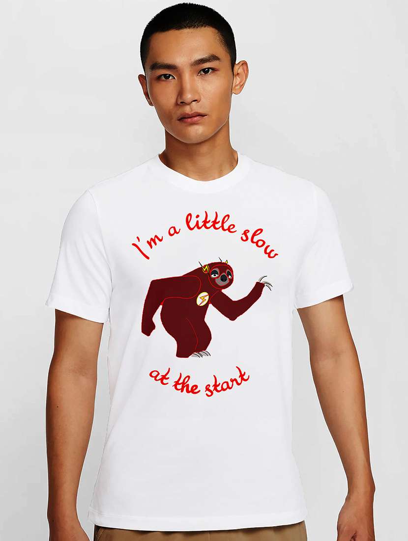 men white round neck regular fit t-shirt