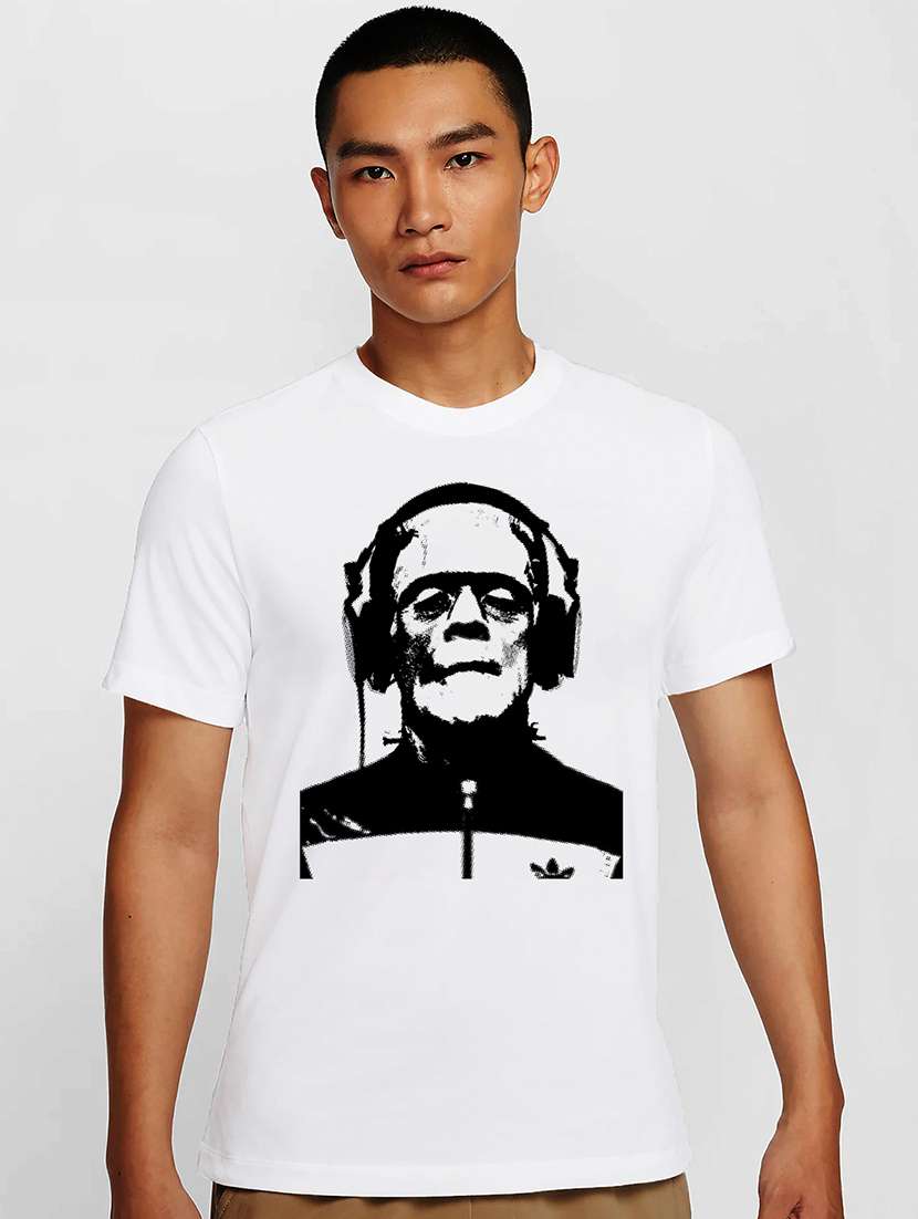 men white round neck regular fit t-shirt