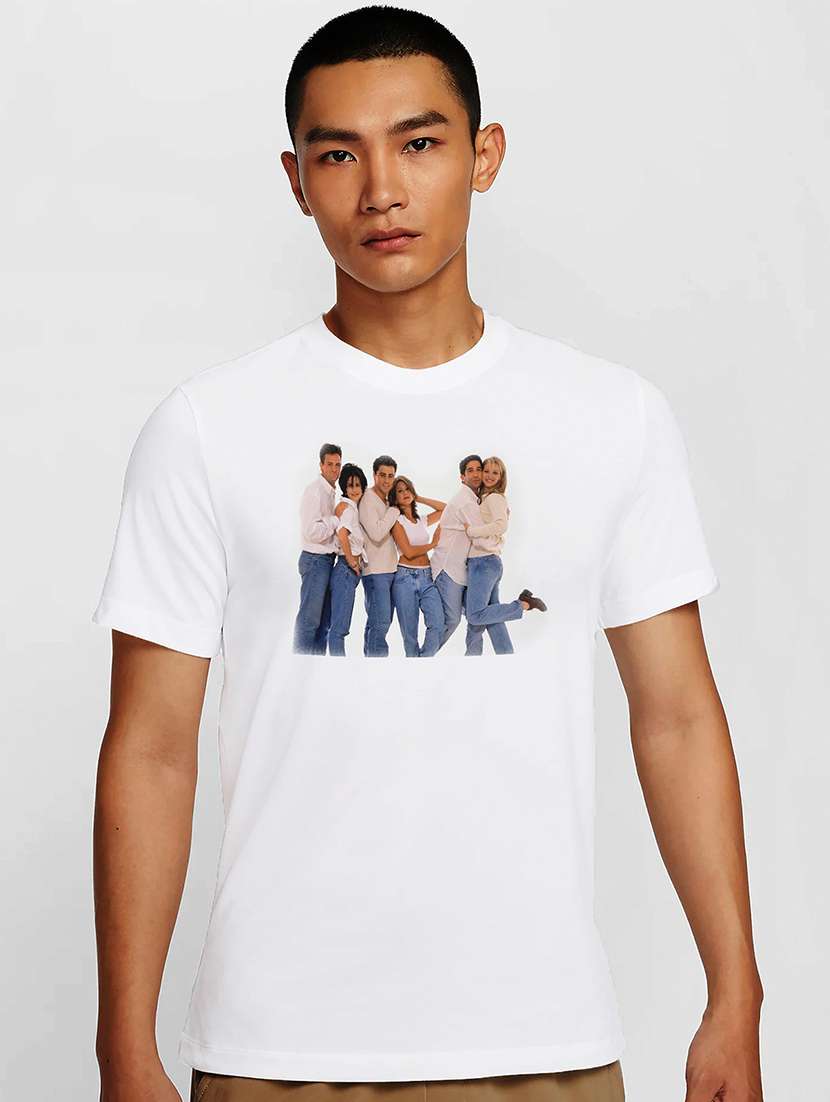 men white round neck regular fit t-shirt