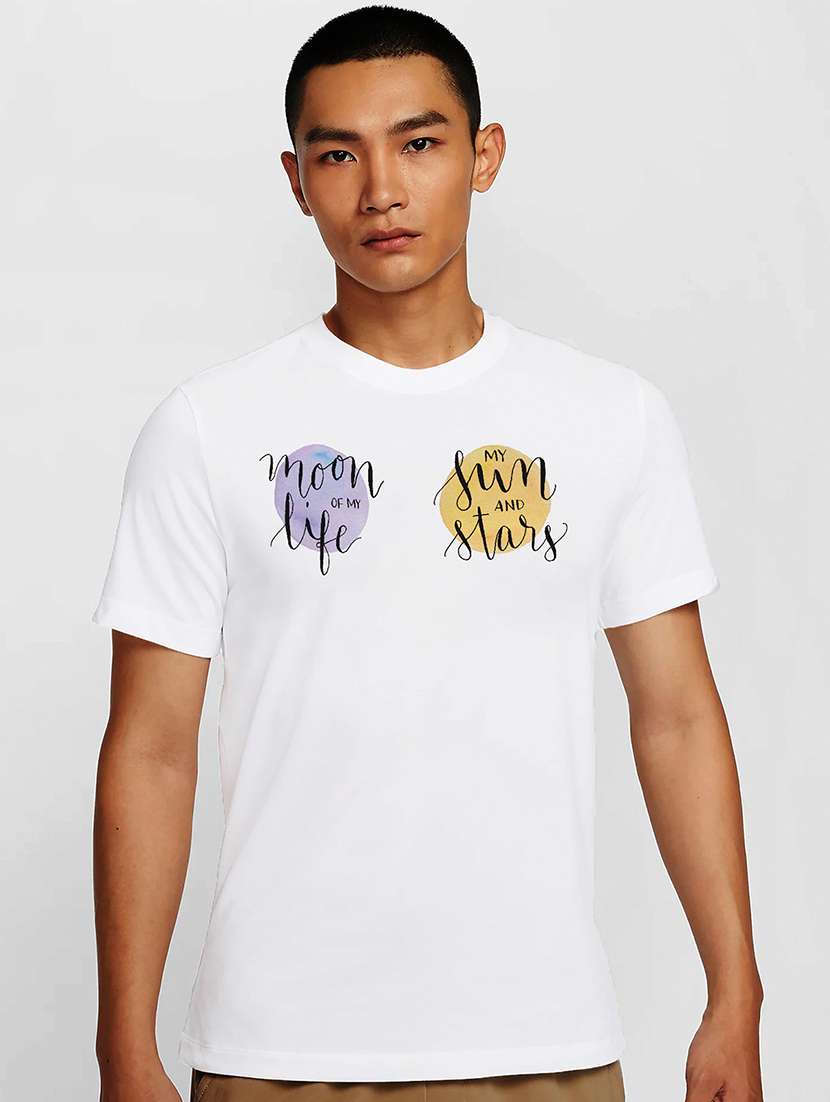 men white round neck regular fit t-shirt