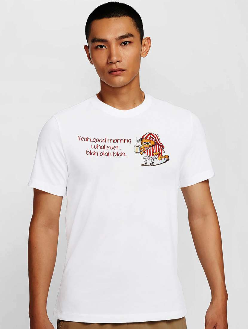 men white round neck regular fit t-shirt