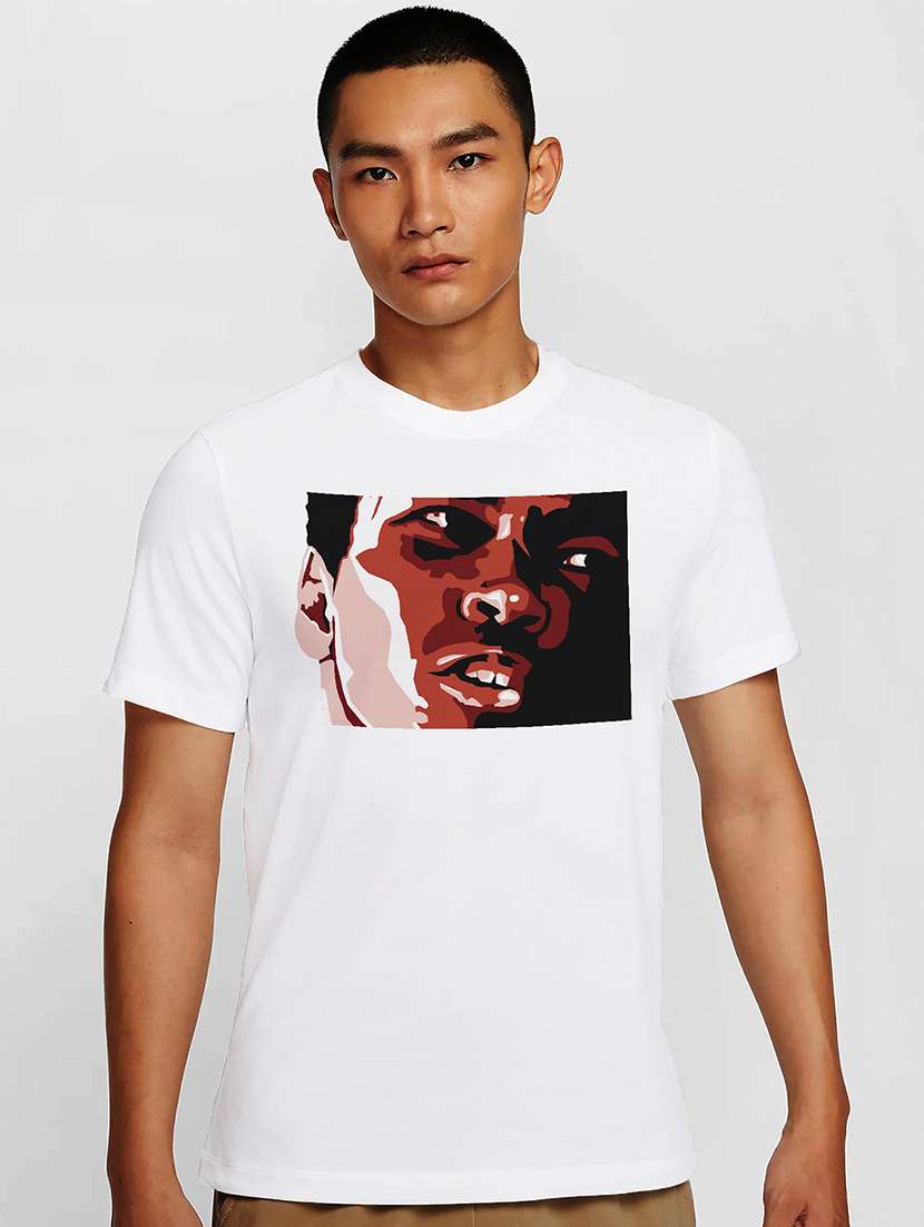 men white round neck regular fit t-shirt