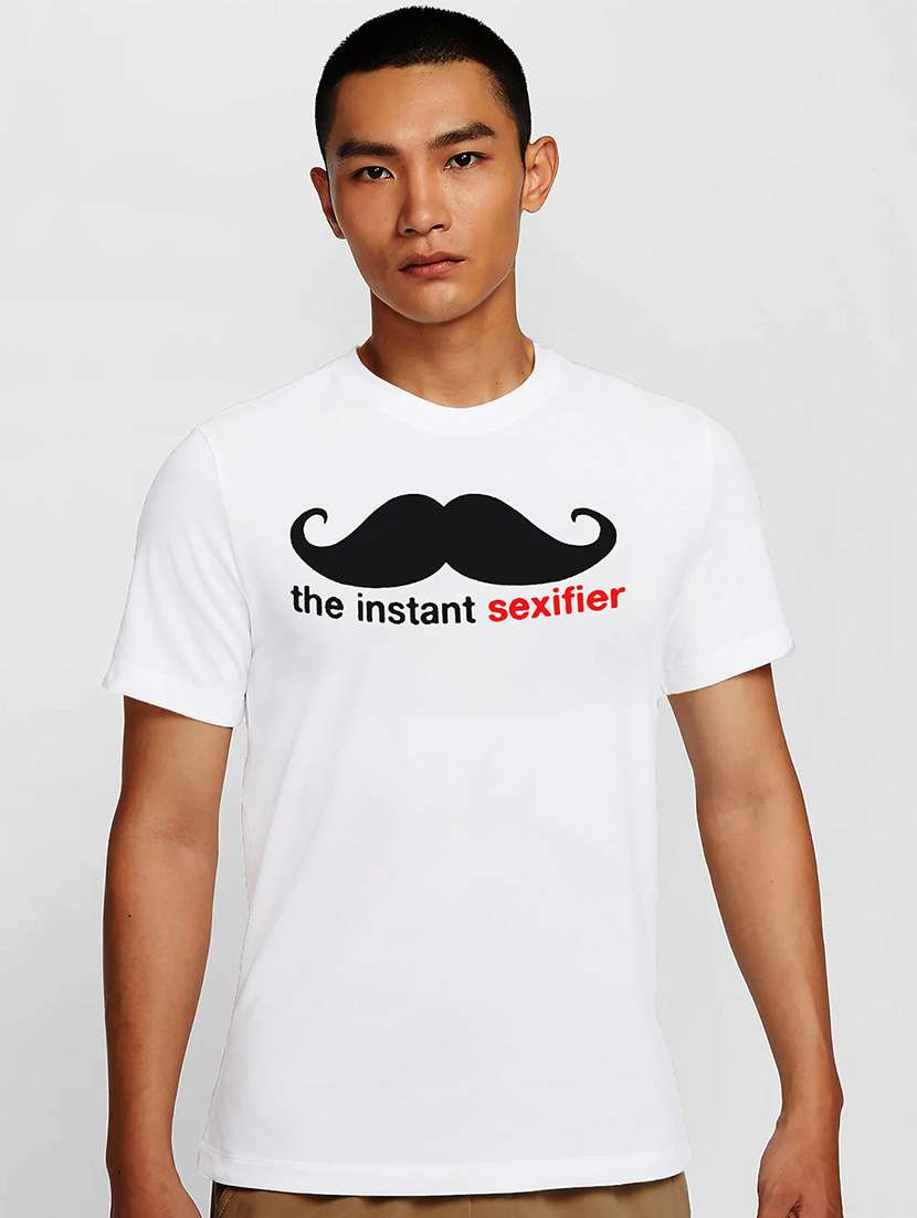 men white round neck regular fit t-shirt