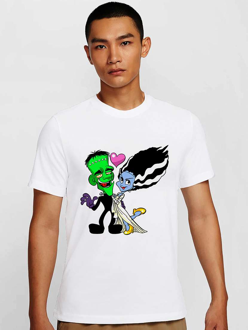 men white round neck regular fit t-shirt