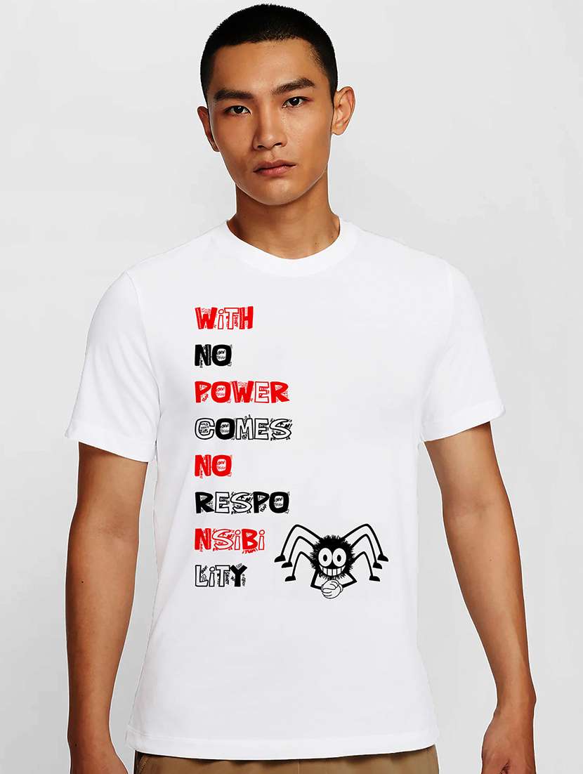 men white round neck regular fit t-shirt