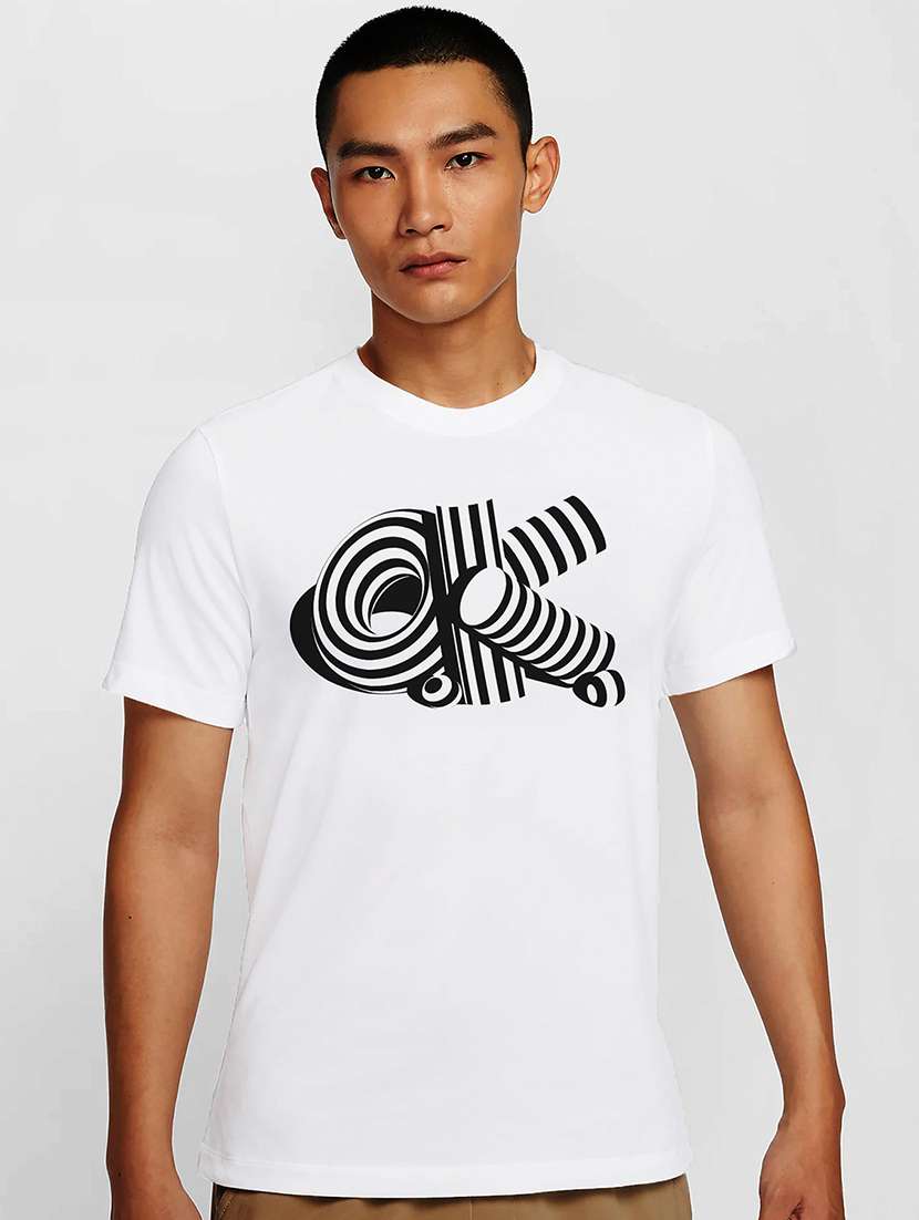 men white round neck regular fit t-shirt