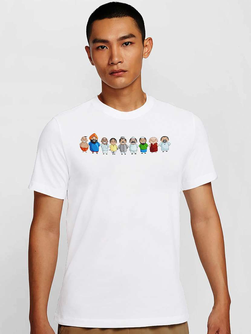 men white round neck regular fit t-shirt