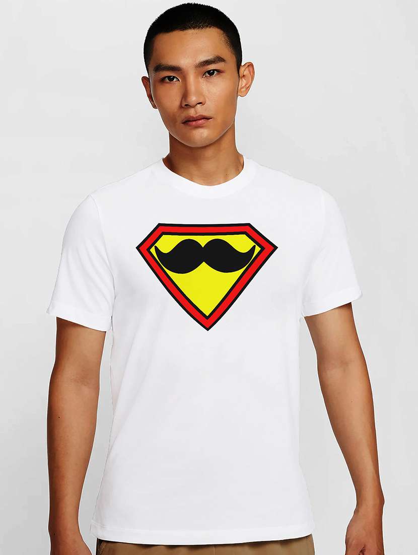 men white round neck regular fit t-shirt