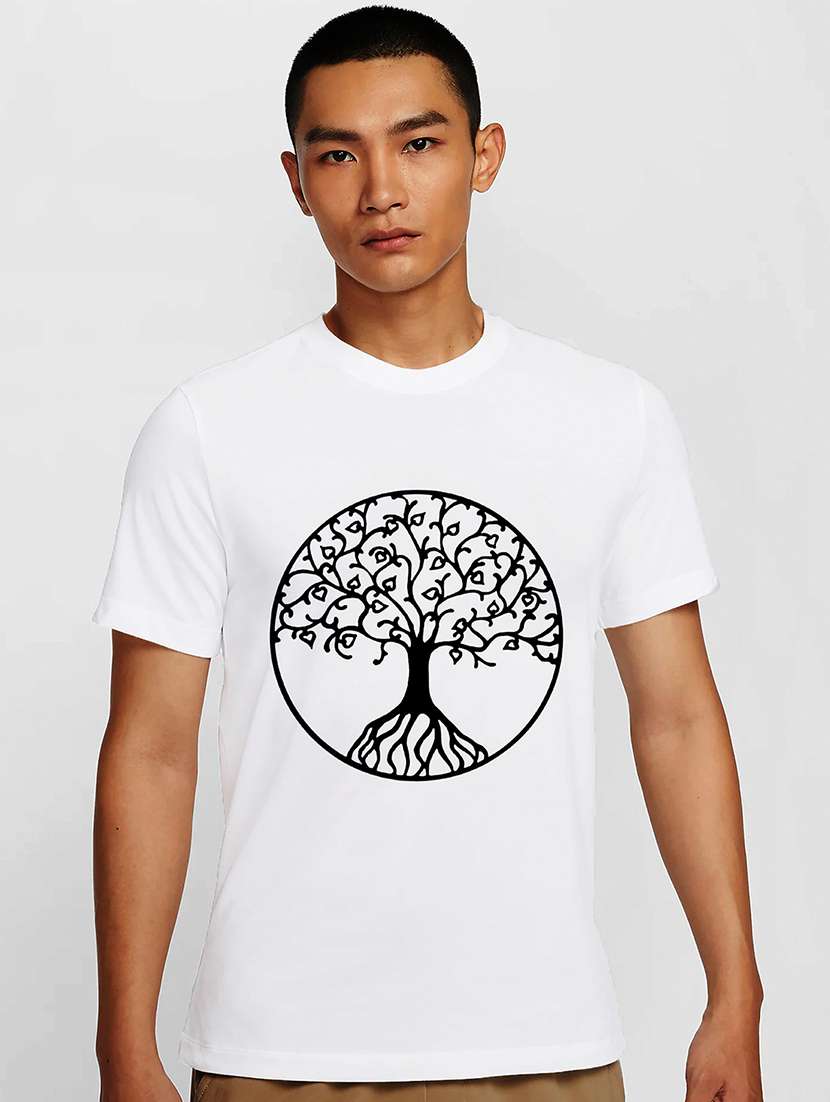 men white round neck regular fit t-shirt