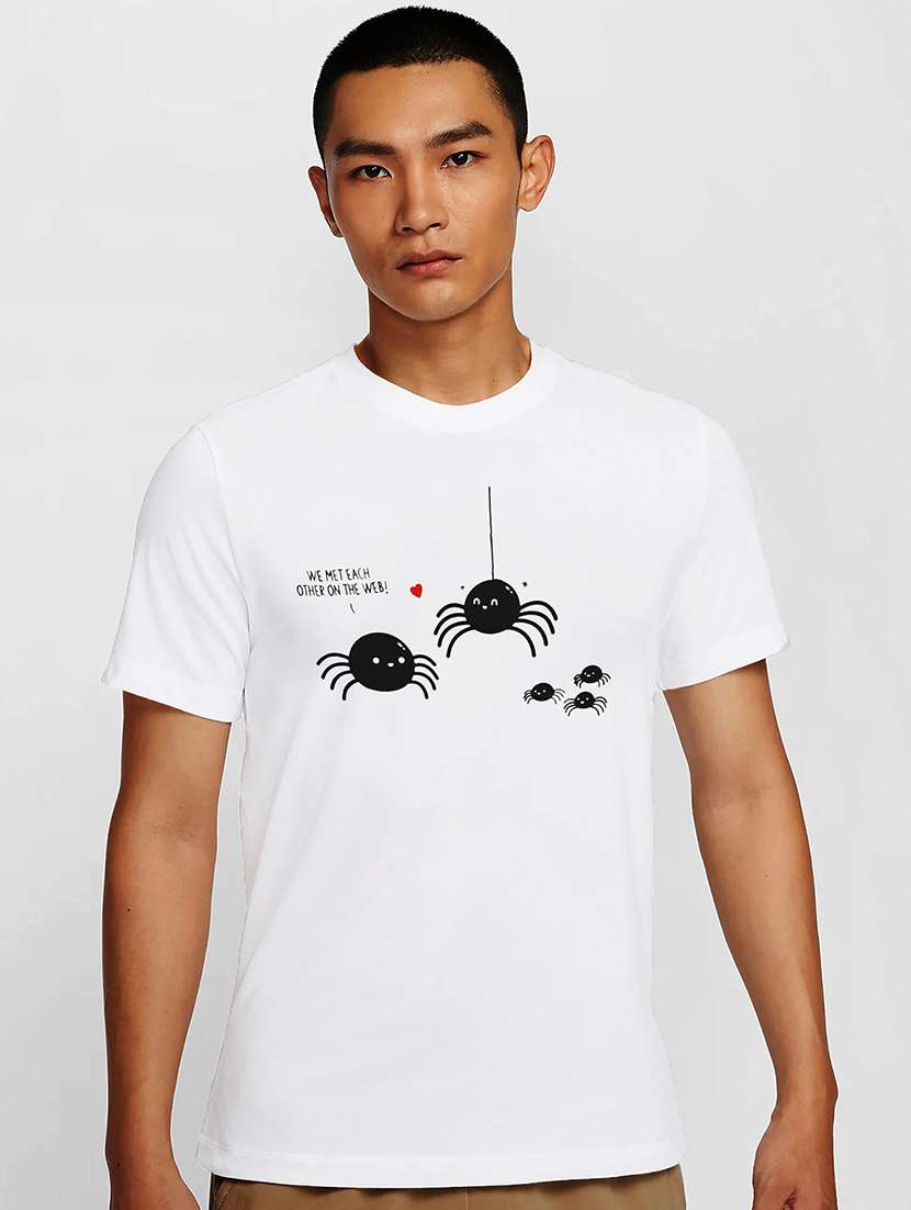 men white round neck regular fit t-shirt