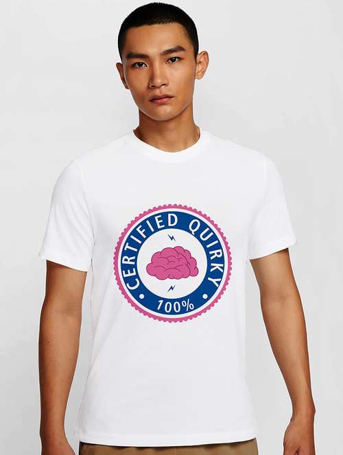 Men White Round Neck Regular Fit T Shirt
