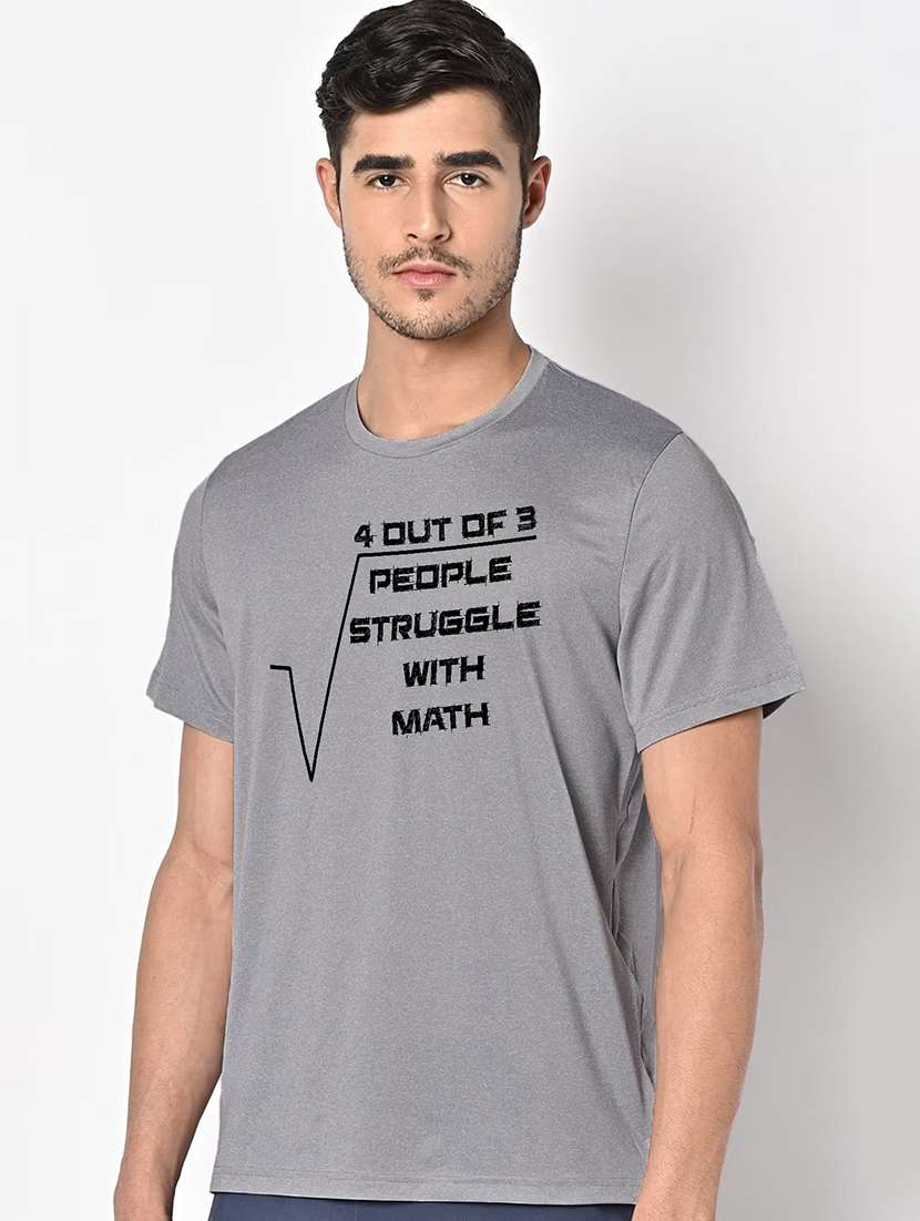 men grey round neck regular fit t-shirt - 21842210 -  Standard Image - 1