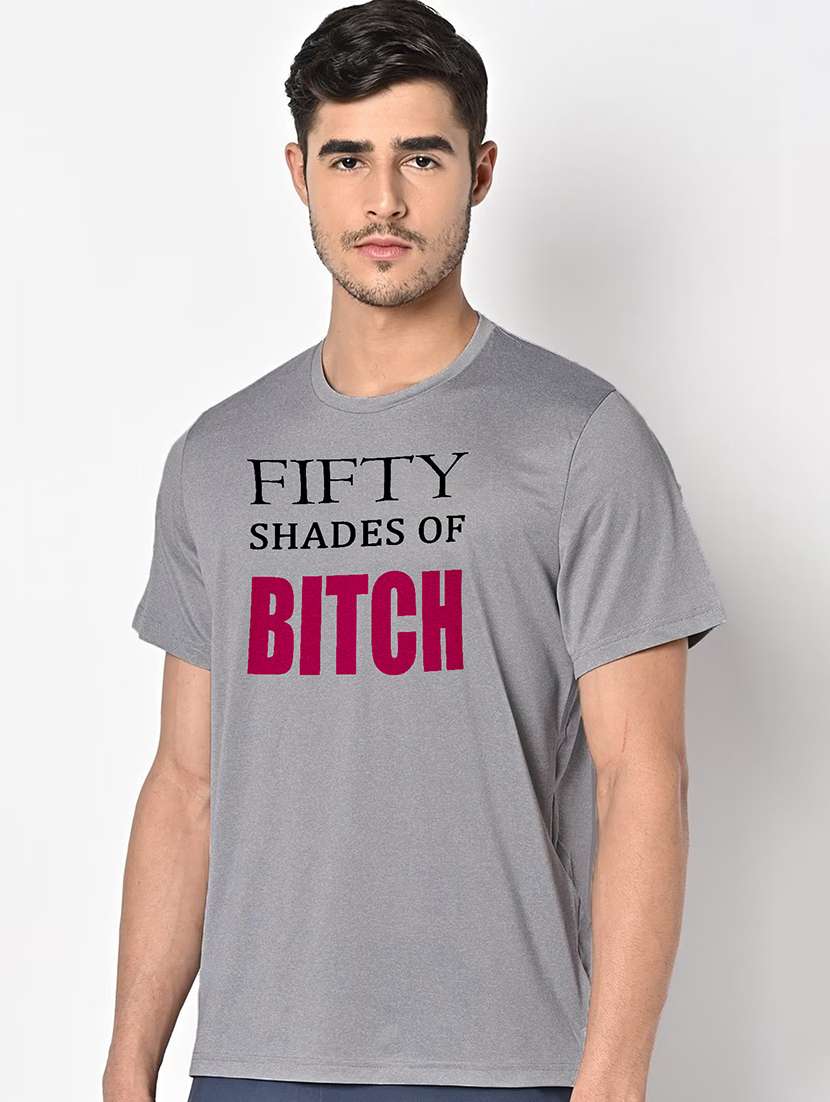 men grey round neck regular fit t-shirt - 21842211 -  Standard Image - 1