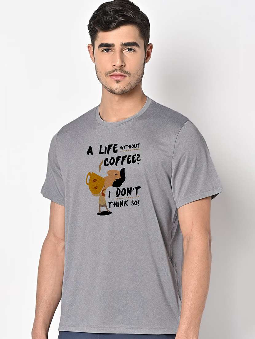 men grey round neck regular fit t-shirt - 21842213 -  Standard Image - 1