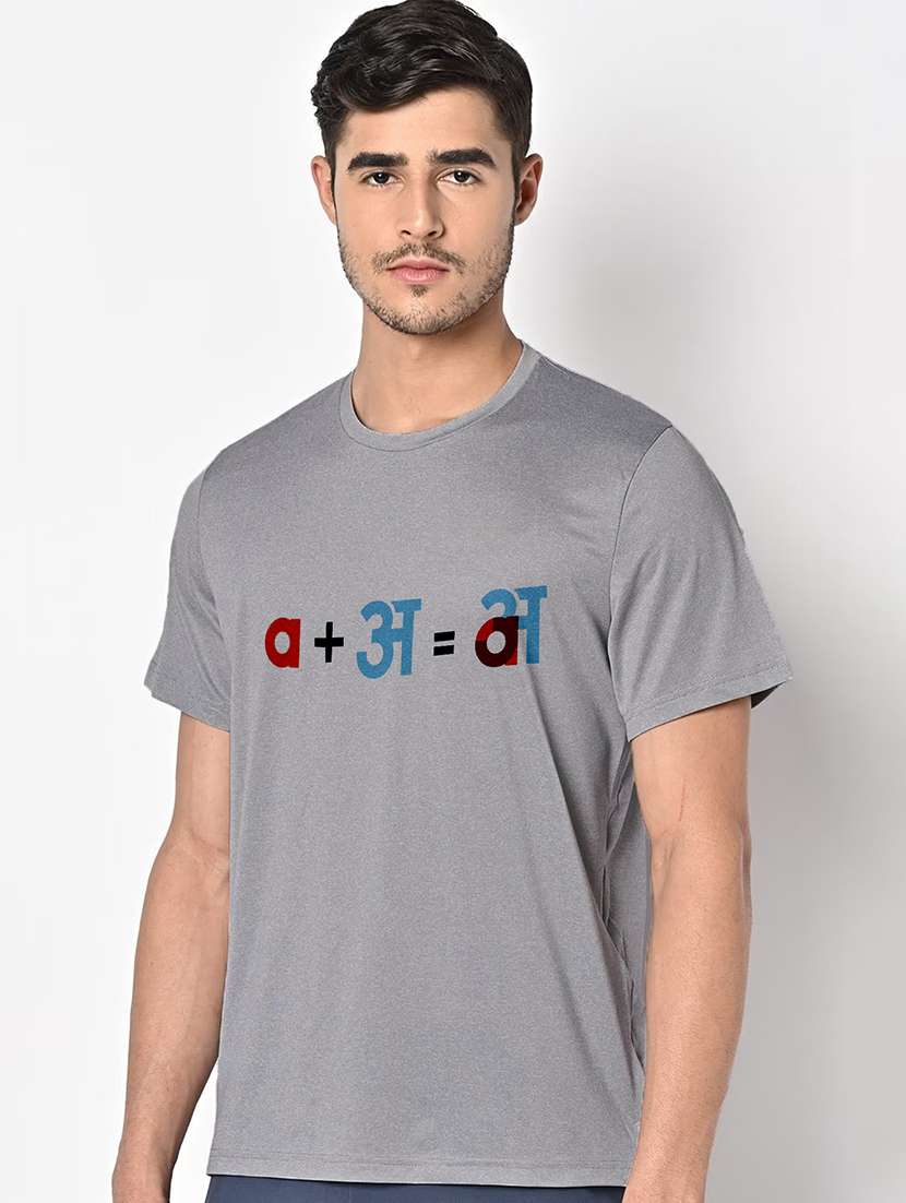 men grey round neck regular fit t-shirt - 21842214 -  Standard Image - 1