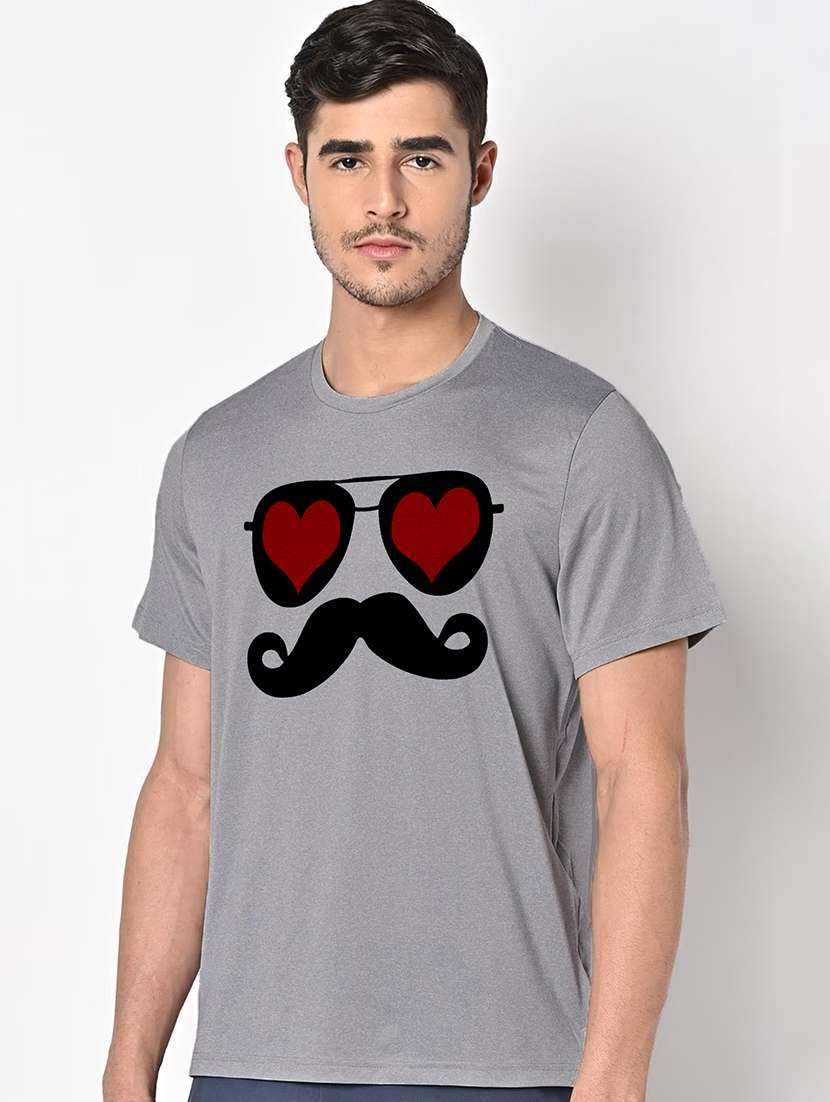 men grey round neck regular fit t-shirt - 21842228 -  Standard Image - 1