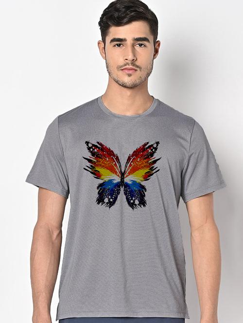 men grey round neck regular fit t-shirt - 21842229 -  Standard Image - 0