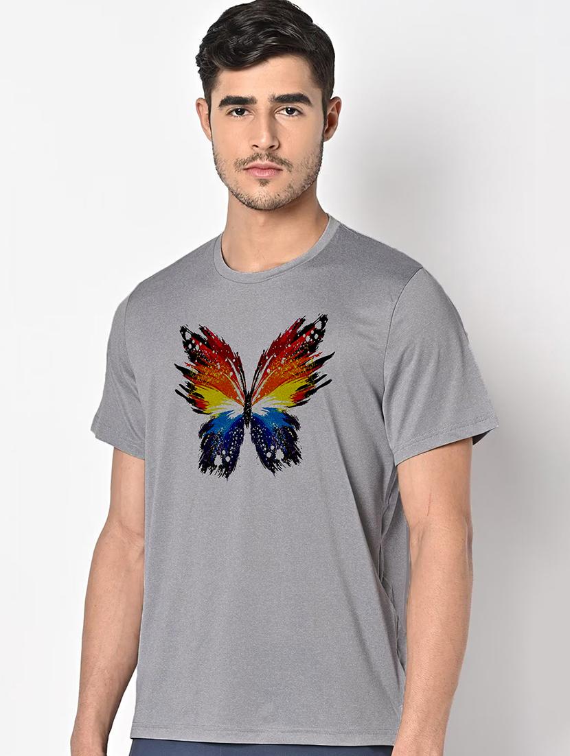 men grey round neck regular fit t-shirt - 21842229 -  Standard Image - 1