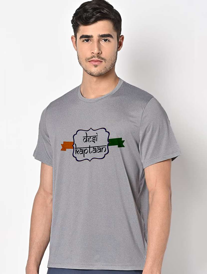 men grey round neck regular fit t-shirt - 21842231 -  Standard Image - 1