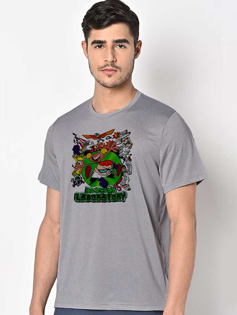 men grey round neck regular fit t-shirt - 21842237 -  Standard Image - 1