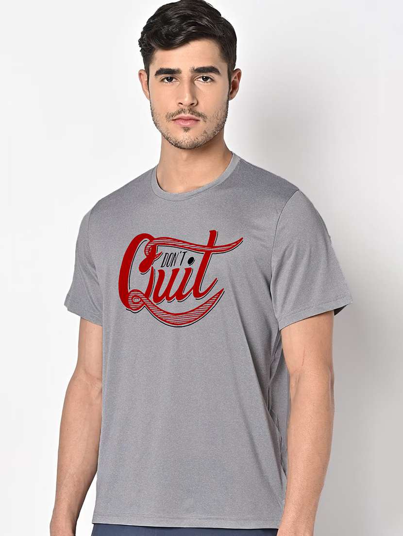 men grey round neck regular fit t-shirt - 21842248 -  Standard Image - 1