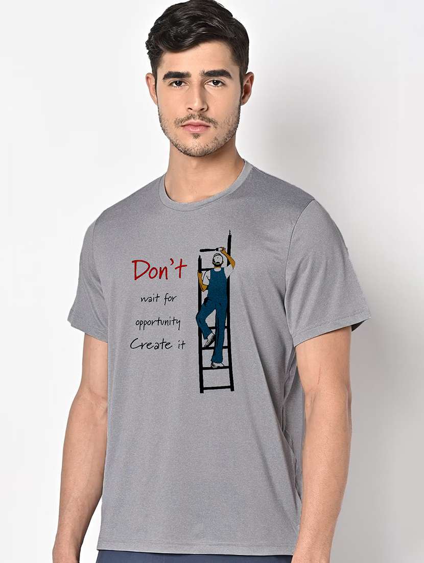 men grey round neck regular fit t-shirt - 21842249 -  Standard Image - 1