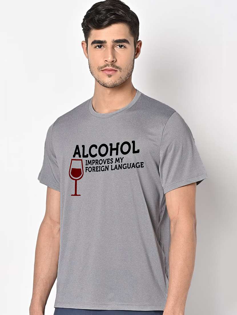 men grey round neck regular fit t-shirt - 21842251 -  Standard Image - 1